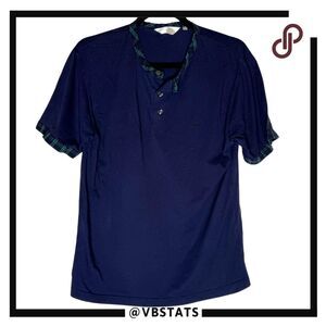 Montagut Paris‎ Women's Relaxed Short Sleeve Henley T-Shirt Blue Size Large